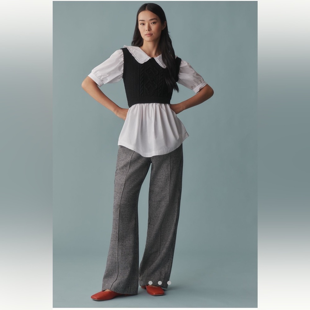 Maeve Peter Pan Collar Twofer Sweater Top